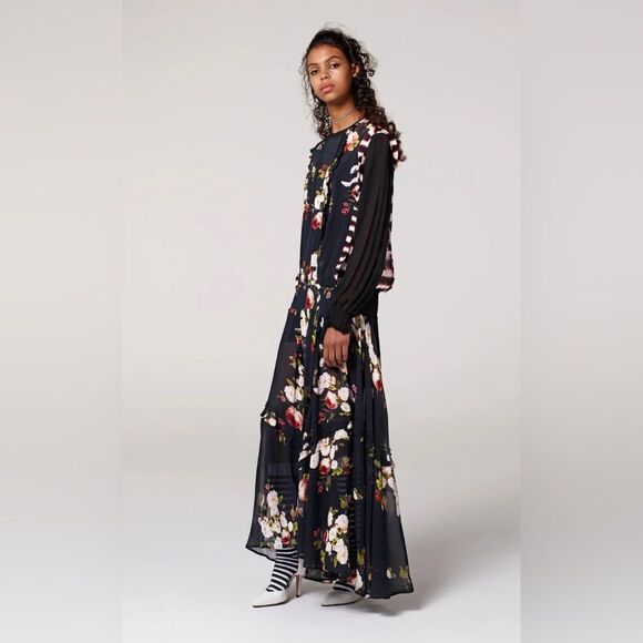 Preen by Thornton Bregazzi Floral Burnout Long Sleeve Dress - Picture 1 of 15